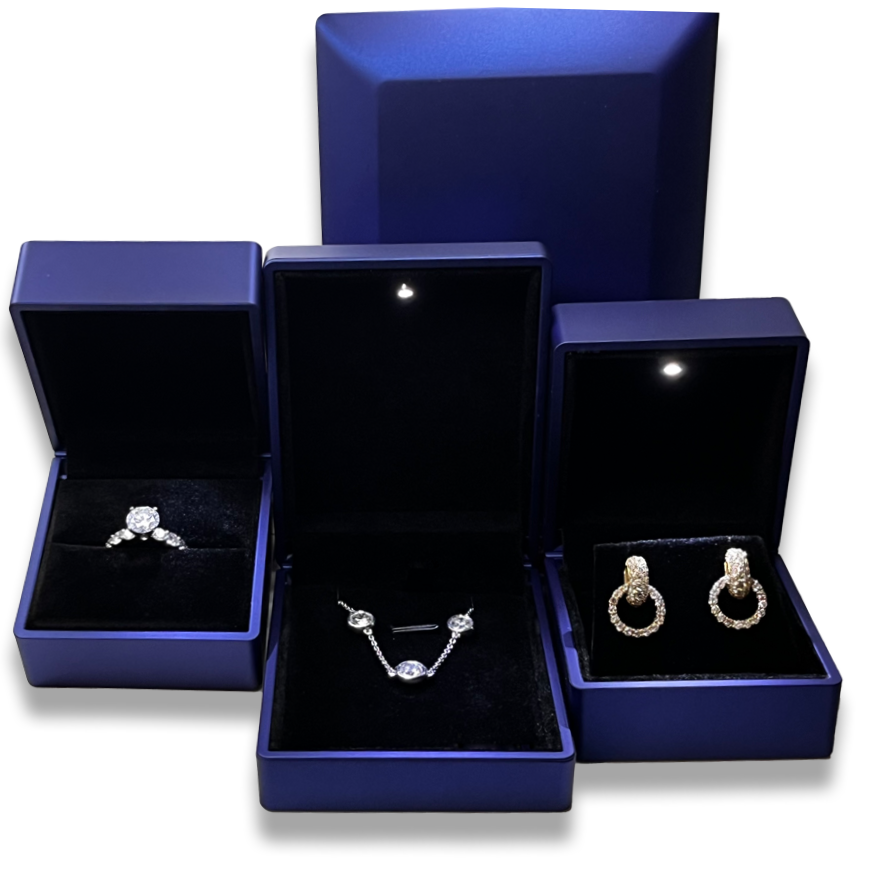 LED Jewelry Box Set: Black, Navy Blue, or Combination (2 Sets)