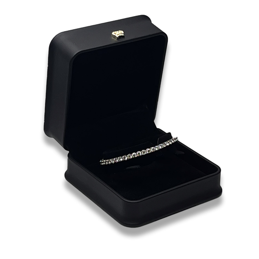 Black Leatherette Bracelet Box - Crown Detail -  Elegant Jewelry Case