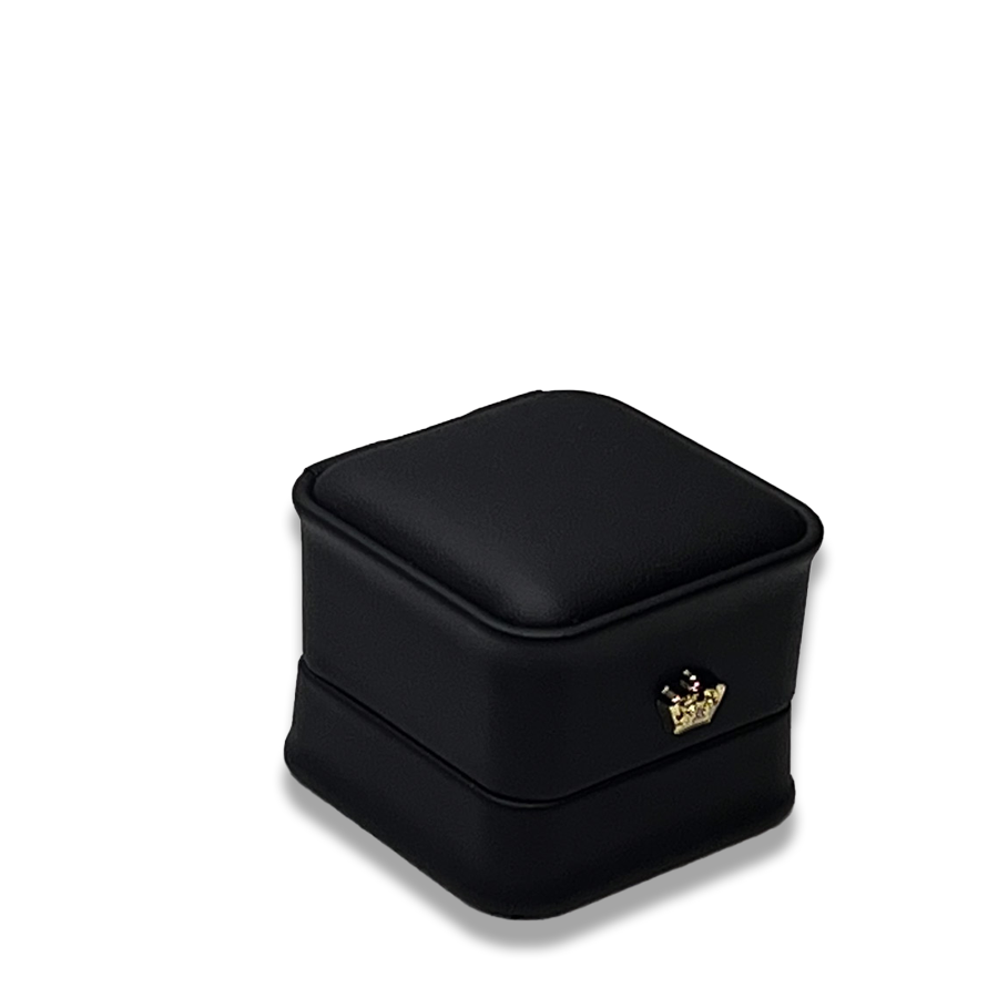Black Leatherette Earring Box - Crown Detail -  Elegant Jewelry Case