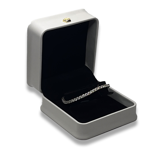 Grey Leatherette Bracelet Box - Crown Detail -  Elegant Jewelry Case