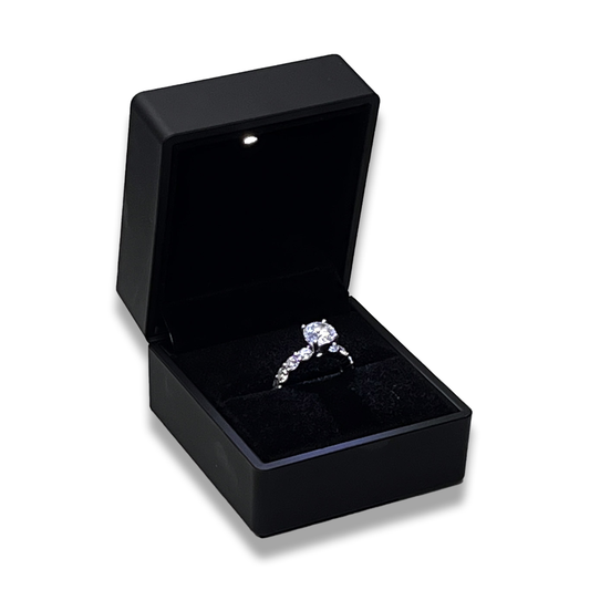 Black LED Ring Box - LED light -  Elegant Jewelry Case