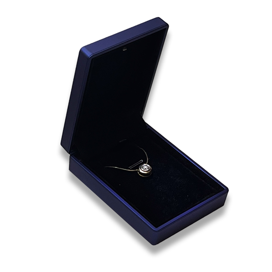 Navy Blue LED Pendant Box - LED light -  Elegant Jewelry Case