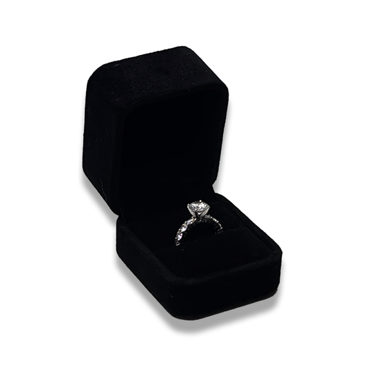  Black Ring Box - Velveteen -  Elegant Jewelry Case