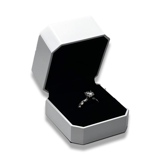 Premier White Ring Box - Plastic Case -  Elegant Jewelry Case