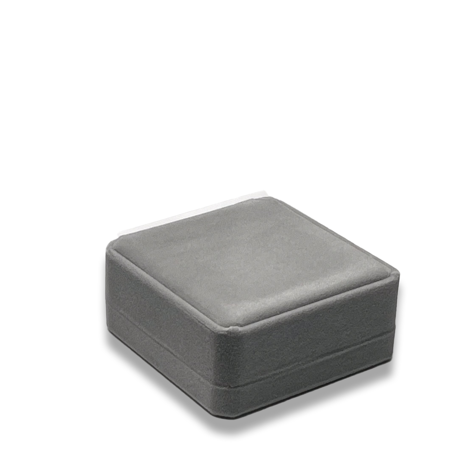 Grey Ring Box - Velveteen -  Elegant Jewelry Case